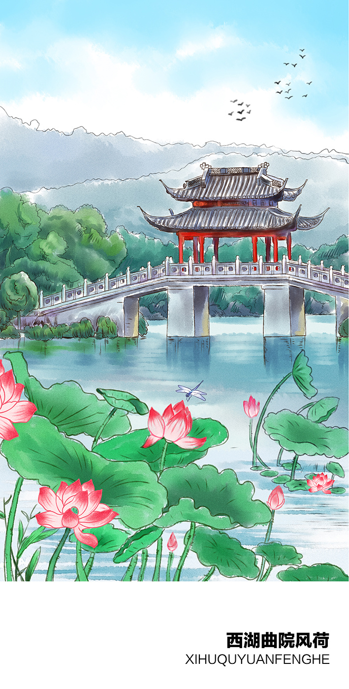 惠州西湖绘画作品图片